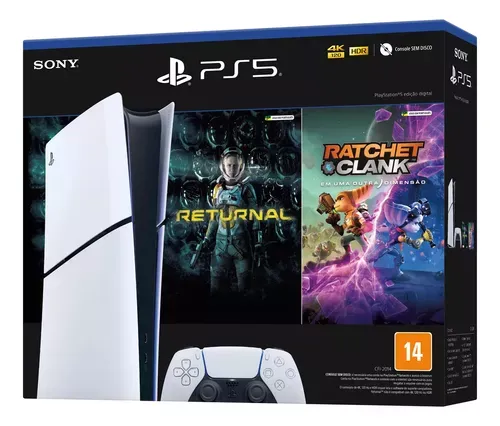Console Sony Playstation 5 Digital Slim 1tb  Branco + Jogos Returnal E Ratchet &Amp; Clank + Controle Sem Fio Dualsense Branco